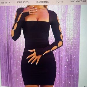 Oh Polly Black Rinestone Mini Dress